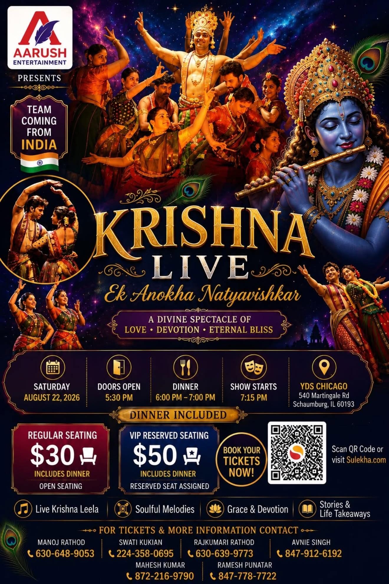Aarush Entertainment Presents Krishna Live – Ek Anokha Natyavishkar | Chicago - Illinois