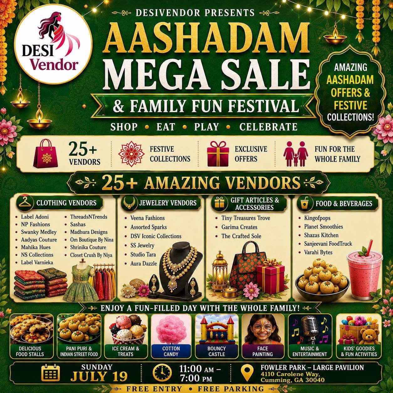Aashadam Mega Sale & Family Fun Festival - Georgia