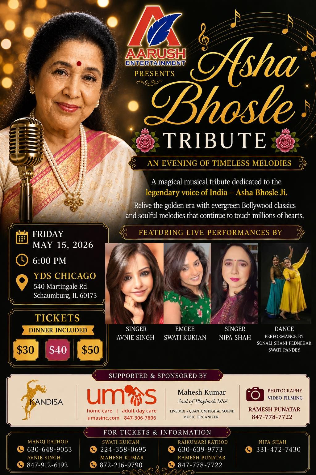 Asha Bhosle Tribute- A Heartfelt Husical Celebration - Illinois