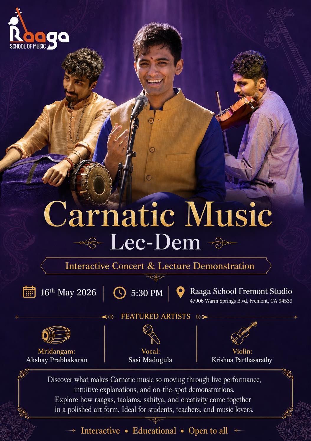 Carnatic Music Lec-Dem Live in Bay Area - California