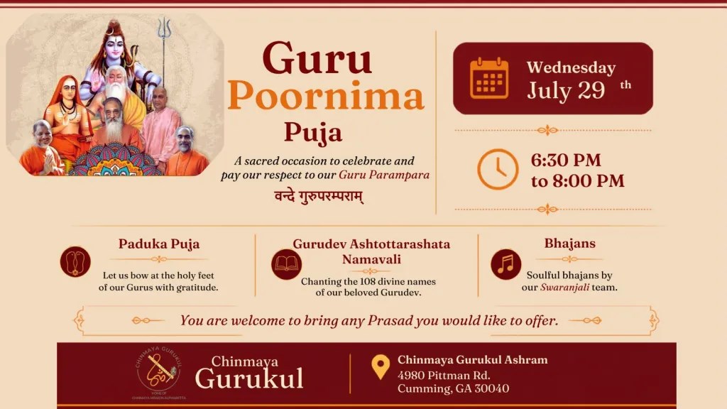 Guru Poornima Puja at Chinmaya Gurukul Ashram - Georgia