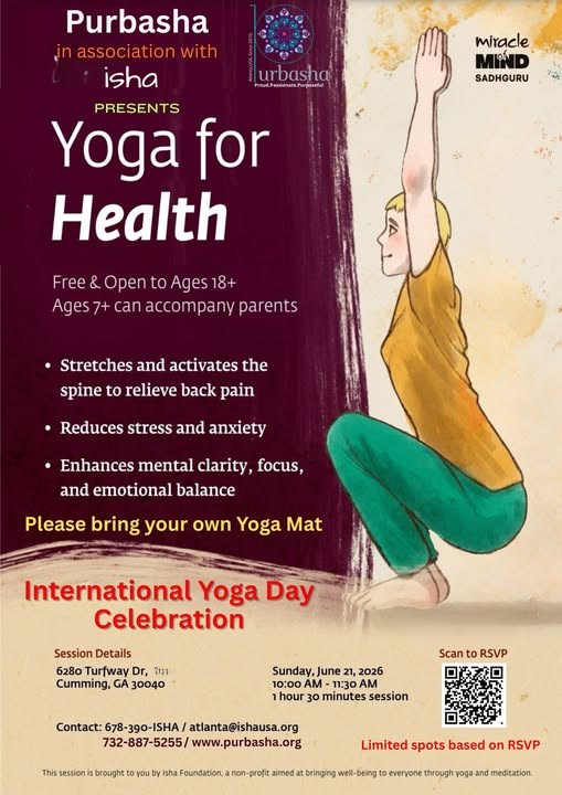 International Yoga Day Celebration – Purbasha Atlanta - Georgia
