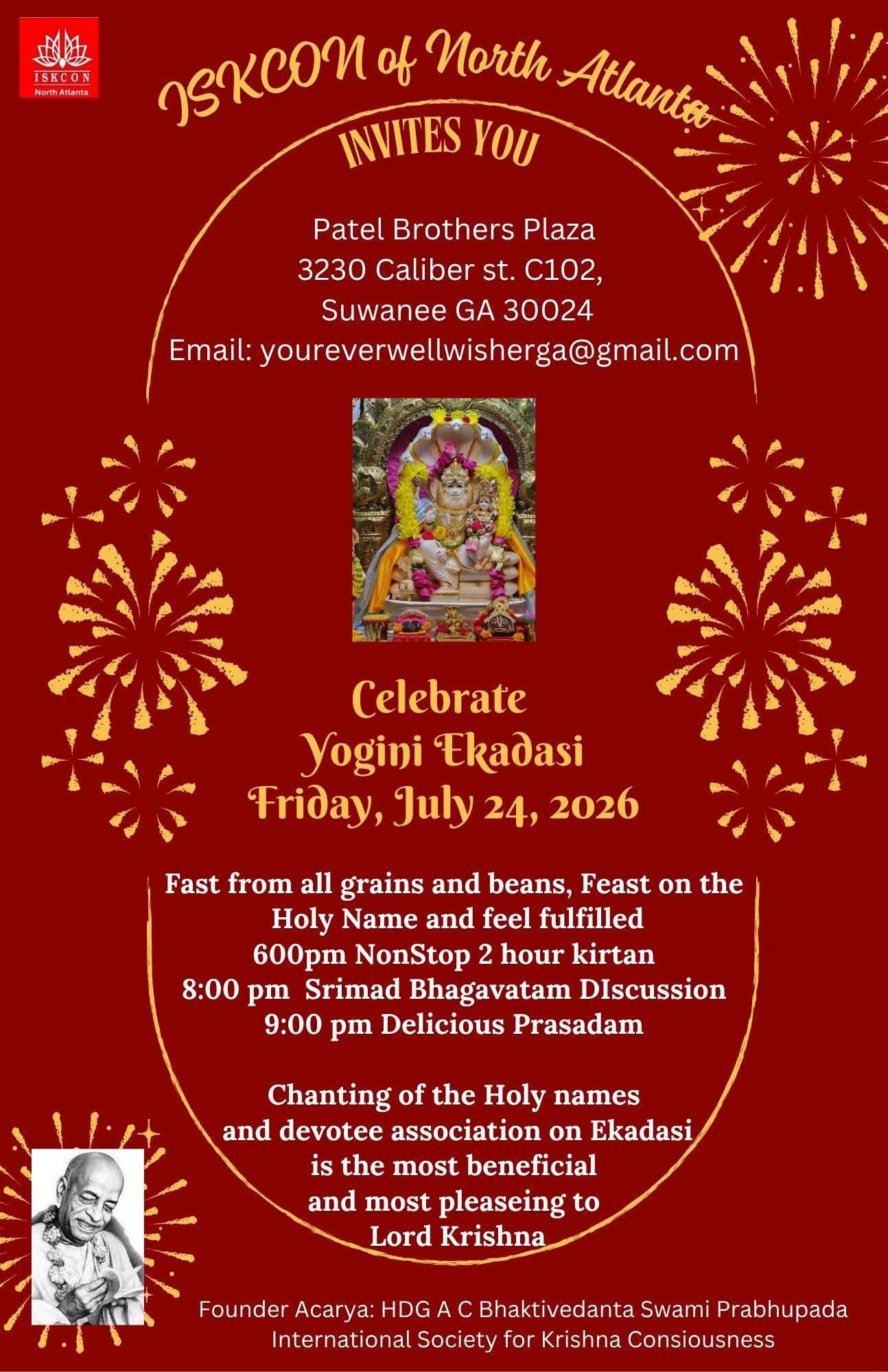ISKCON of North Atlanta Celebrating Yogini Ekadashi 2026 - Georgia
