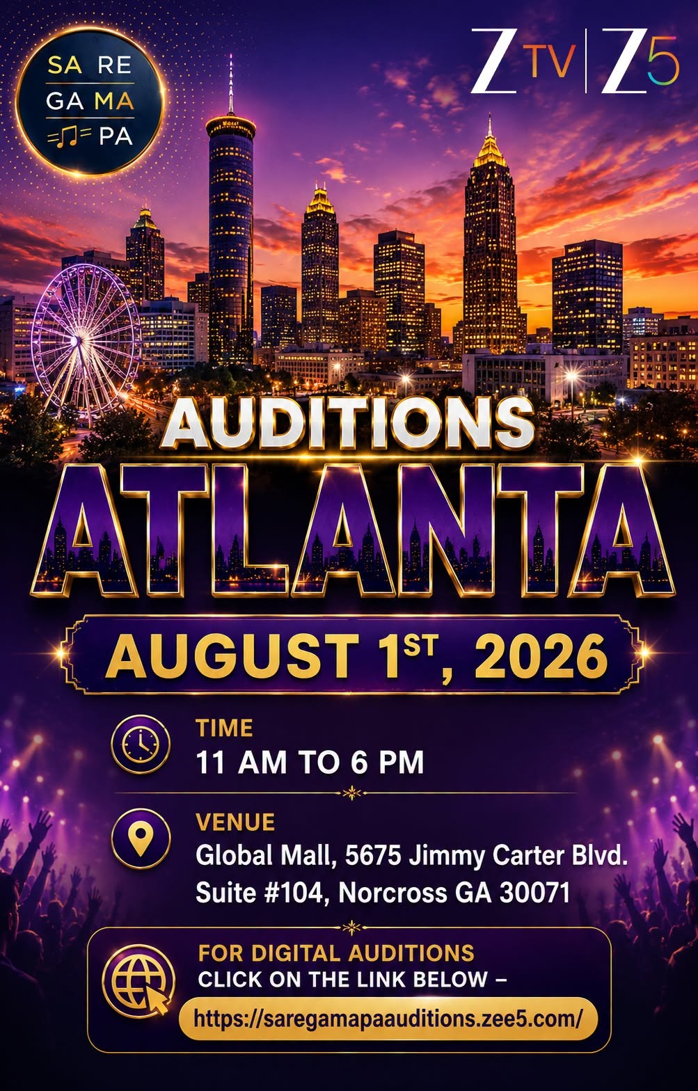 "Sa Re Ga Ma Pa" USA Audition - Atlanta - Georgia