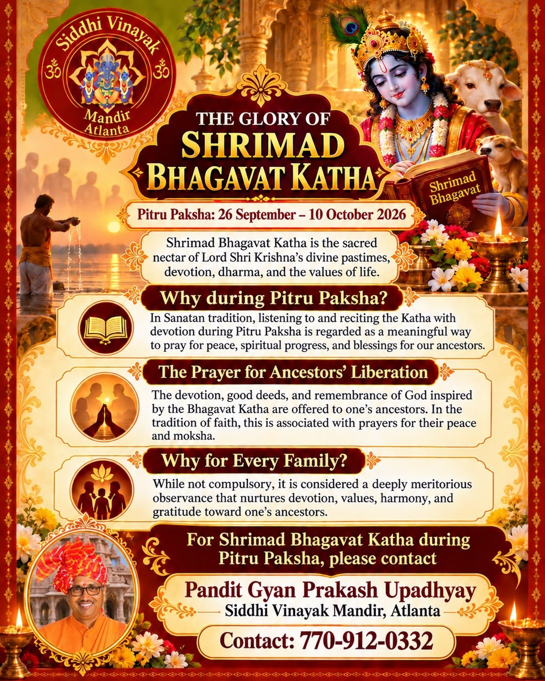 Shrimad Bhagavat Katha at Siddhi Vinayak Temple Atlanta - Georgia