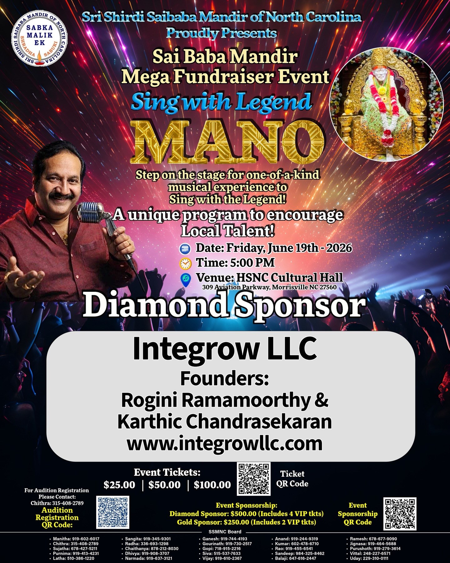 Sri Shirdi Saibaba Mandir of North Carolina Proudly Presents Sai Baba Mandir Mega Fundraiser Event - North Carolina