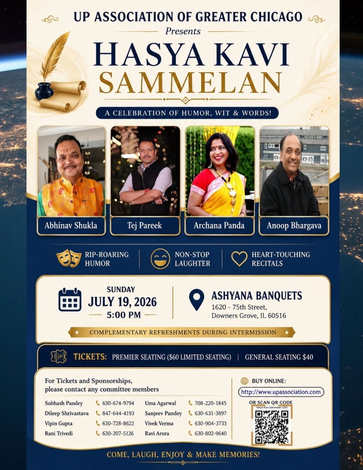 UP Association of Greater Chicago presents Hasya Kavi Sammelan - Illinois