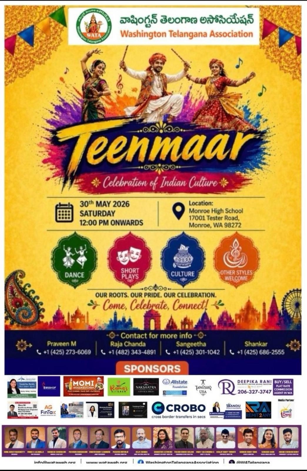 Washington Telangana Association presents Teenmaar 2026 - Washington
